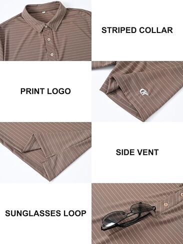 QPNGRP Golf Shirts for Men Short Sleeve Striped Casual Performance Collared Mens Polo Shirts in Kuwait
