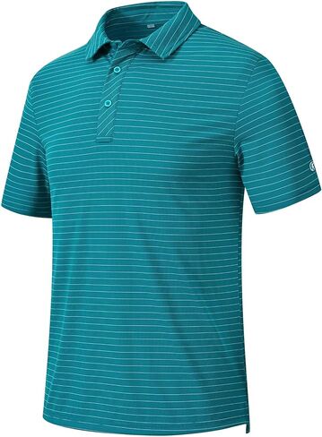 QPNGRP Golf Shirts for Men Short Sleeve Striped Casual Performance Collared Mens Polo Shirts in Kuwait