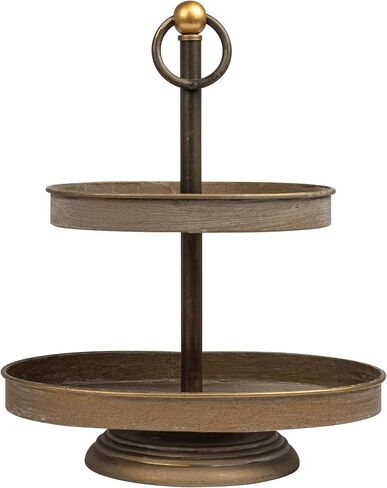 Creative Co-op EC0231 Metal 2-Tier Tray Decorative Accents, Black in Saudi Arabia