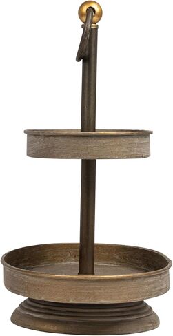 Creative Co-op EC0231 Metal 2-Tier Tray Decorative Accents, Black in Saudi Arabia