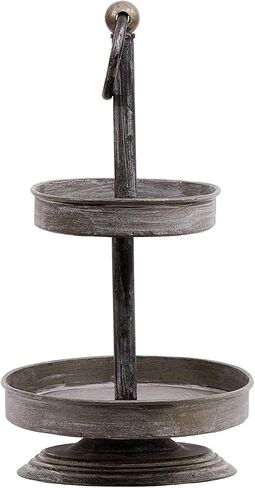 Creative Co-op EC0231 Metal 2-Tier Tray Decorative Accents, Black in Saudi Arabia