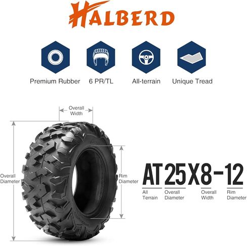 مجموعة من إطارات 2 Halberd ATV ، 25x10x12 6pr All Terrain 25x10-12 Trail Sand ATV otv إطارات على الطرق in Kuwait
