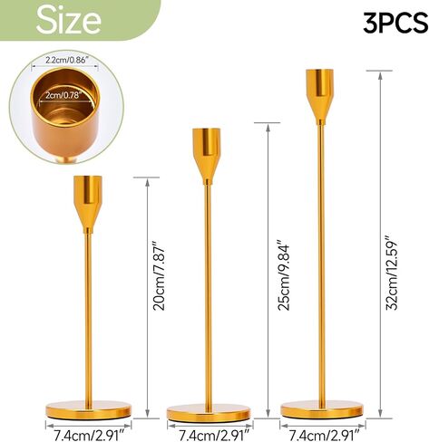 Candlestick Cone Candlestick ، Aviation Aluminium ANODIDE ، محور مركزي زخرفي حديث لزخرفة طاولة الطعام ، هدايا الزفاف المنزلية ، الحفلات (6 ، جولدن) in Kuwait