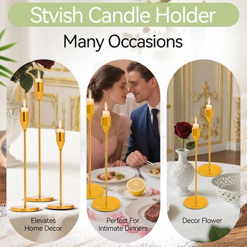 Candlestick Cone Candlestick ، Aviation Aluminium ANODIDE ، محور مركزي زخرفي حديث لزخرفة طاولة الطعام ، هدايا الزفاف المنزلية ، الحفلات (6 ، جولدن) in Kuwait