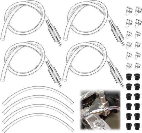 Meonum 2 Pack Brake Bleeder Hose, Motorcycle Brake Bleeder Kit with 6 Nozzle Cap & Clamp, One Way Check Valve Tube Bleeding Tools, Hydraulic Brake System Bleeding, Car Clutch Brake Fluid Bleeder Hose in Kuwait