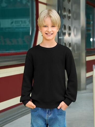 Haloumoning Boys Crewneck Sweatshirts Kids Youth Long Sweeve قمصان طويلة الأكمام 5-14 سنة in Saudi Arabia