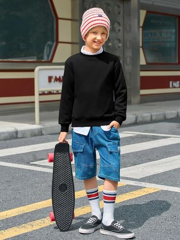 Haloumoning Boys Crewneck Sweatshirts Kids Youth Long Sweeve قمصان طويلة الأكمام 5-14 سنة in Saudi Arabia