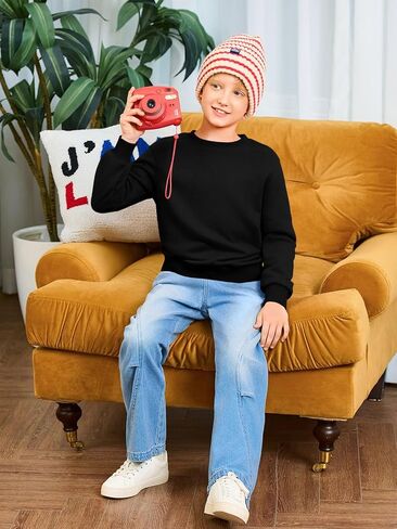 Haloumoning Boys Crewneck Sweatshirts Kids Youth Long Sweeve قمصان طويلة الأكمام 5-14 سنة in Saudi Arabia
