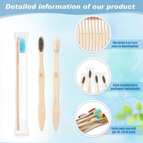 Sieral 120 Pcs 6.9 Inch Bamboo Toothbrush with Toothpaste Individually Wrapped Disposable Toothbrushes Travel Toothbrush Kit for Hotel Homeless Shelter Camping and Travel, 12 Colors in Saudi Arabia