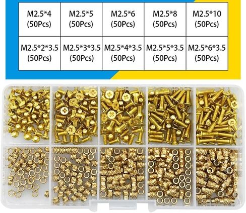 M2 M2.5 M3 M4 Brass Threaded Insert Nut and Screw Set, Phillips or Round Head Screws with Heat Knurled Nut Set (M3A(420PCS)) in Saudi Arabia