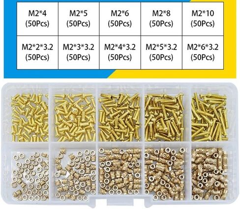 M2 M2.5 M3 M4 Brass Threaded Insert Nut and Screw Set, Phillips or Round Head Screws with Heat Knurled Nut Set (M3A(420PCS)) in Saudi Arabia