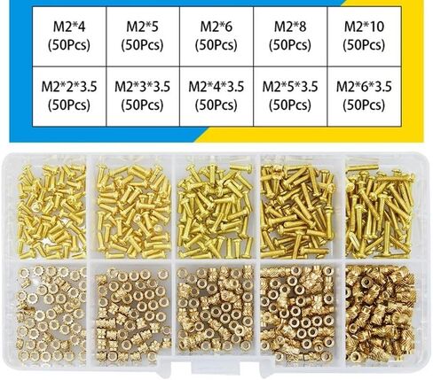 M2 M2.5 M3 M4 Brass Threaded Insert Nut and Screw Set, Phillips or Round Head Screws with Heat Knurled Nut Set (M3A(420PCS)) in Saudi Arabia