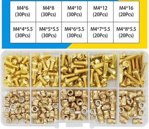 M2 M2.5 M3 M4 Brass Threaded Insert Nut and Screw Set, Phillips or Round Head Screws with Heat Knurled Nut Set (M3A(420PCS)) in Saudi Arabia