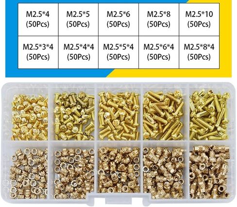 M2 M2.5 M3 M4 Brass Threaded Insert Nut and Screw Set, Phillips or Round Head Screws with Heat Knurled Nut Set (M3A(420PCS)) in Saudi Arabia