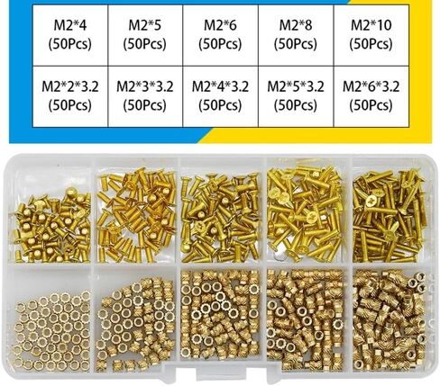 M2 M2.5 M3 M4 Brass Threaded Insert Nut and Screw Set, Phillips or Round Head Screws with Heat Knurled Nut Set (M3A(420PCS)) in Saudi Arabia