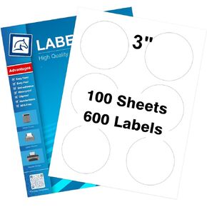 1" Round Sticker Labels for Laser/Ink Jet Printers, White Printable Labels Sheets, Circle Sticker Labels, 100 Sheet （HB-C063） in Kuwait