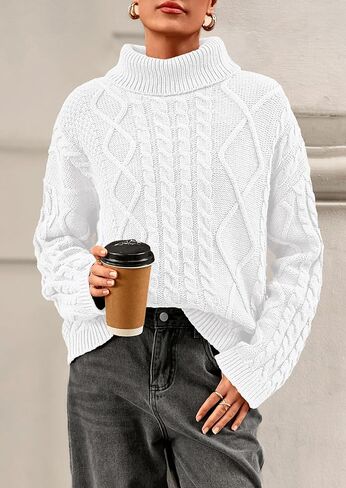 PRETTYGARDEN Fall Sweaters for Women 2025 Oversized Chunky Cable Knit Turtleneck Long Sleeve Winter Pullover Sweater Tops in Saudi Arabia