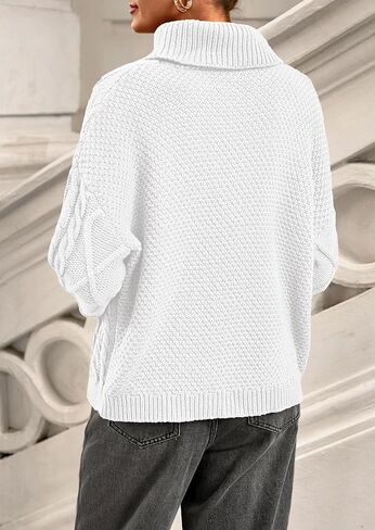 PRETTYGARDEN Fall Sweaters for Women 2025 Oversized Chunky Cable Knit Turtleneck Long Sleeve Winter Pullover Sweater Tops in Saudi Arabia