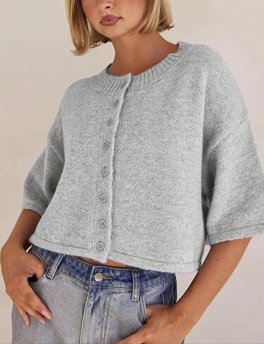 سبينغان كارديجان سترات للنساء خفيفة الوزن متماسكة زر Cardigan زر أعلى in Kuwait