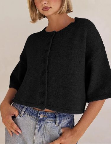 سبينغان كارديجان سترات للنساء خفيفة الوزن متماسكة زر Cardigan زر أعلى in Kuwait
