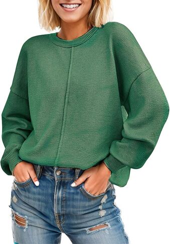 Womens Tops Sweaters for Women 2024 Trendy Fall Outfits Casual Long Sleeve Crew Neck Loose fit Knitted Pullover Sweater Tops in Kuwait