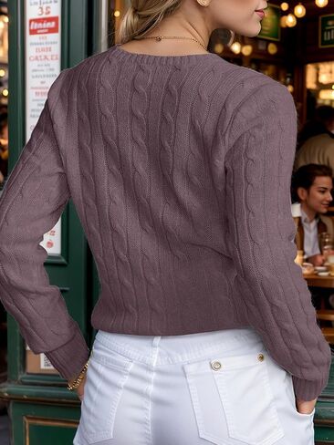 Womens Fall Sweaters 2025 Trendy Cable Knit Long Sleeve Crewneck Business Tops Casual Outfit Lightweight Sweater for Women in Kuwait