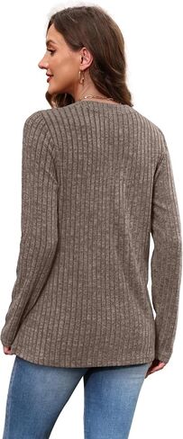 SAMPEEL Womens Tops Long Sleeve V Neck Pullover Fall Sweater Loose Fit Tunic Shirts Fashion Outfits 2025 in Saudi Arabia