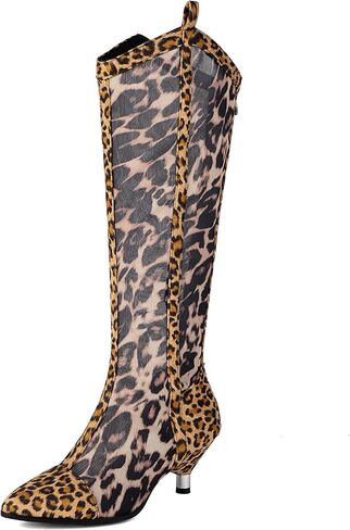 Mesh Air Mesh Leopard Summer Boots for Women Vintage Lace Halloween Costume Goth Victorian Boots in Kuwait