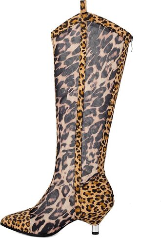 Mesh Air Mesh Leopard Summer Boots for Women Vintage Lace Halloween Costume Goth Victorian Boots in Kuwait