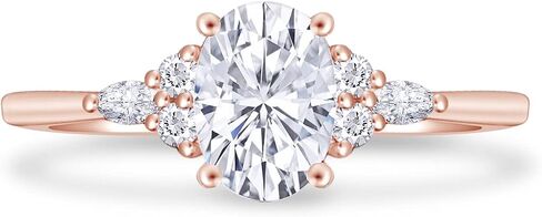 Savearth Diamonds 1 CT Center 7x5mm Oval ، Marquise & Round Cut Lab الذي تم إنشاؤه خاتم خطوبة مويسانيت الماس Solitaire للنساء في 10K أو 14K Solid Gold (VVS1 Clarity ، 1 CTTW) in Saudi Arabia