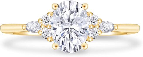Savearth Diamonds 1 CT Center 7x5mm Oval ، Marquise & Round Cut Lab الذي تم إنشاؤه خاتم خطوبة مويسانيت الماس Solitaire للنساء في 10K أو 14K Solid Gold (VVS1 Clarity ، 1 CTTW) in Kuwait