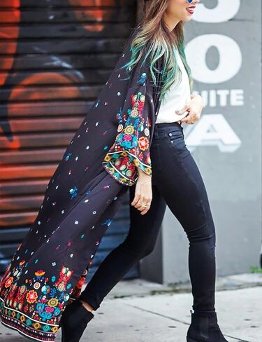 shermie Women's Long Kimono Bohemian Loose Causal Summer Beach Bikini Swimwear Swimsuit Cover Up in Kuwait