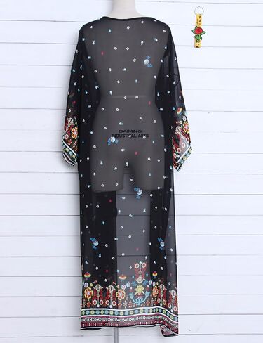 shermie Women's Long Kimono Bohemian Loose Causal Summer Beach Bikini Swimwear Swimsuit Cover Up in Kuwait