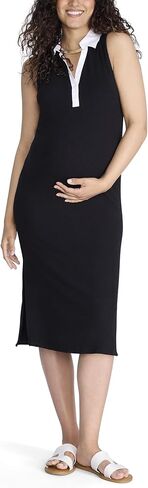 Motherhood Maternity Women's Sleeveless Polo Midi Pregnancy Bodycon Dress in Saudi Arabia