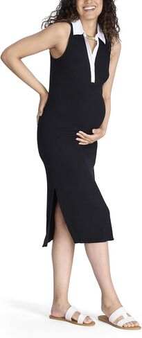 Motherhood Maternity Women's Sleeveless Polo Midi Pregnancy Bodycon Dress in Saudi Arabia