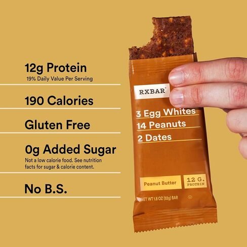 RXBAR Protein Bars, 12g Protein, Gluten Free Snacks, Snack Bars, Peanut Butter, 22oz Box (12 Bars) in Saudi Arabia