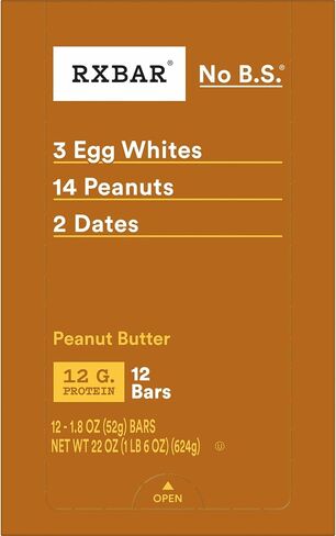 RXBAR Protein Bars, 12g Protein, Gluten Free Snacks, Snack Bars, Peanut Butter, 22oz Box (12 Bars) in Saudi Arabia