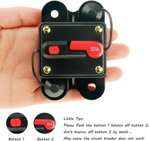 Circuit Breaker 50amp 50A-300A with Manual Reset Home Solar System Fuse Holder for Car Audio and Amps Protection 12V-24V DC Reset Fuse Inverter Replace Fuses in Kuwait