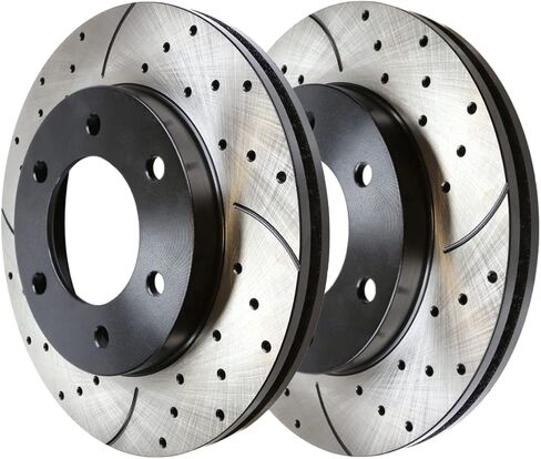 AutoShack Black Hat Drilled and Slotted Brake Rotors Front Brake Rotor Replacement Kit for 2003-2009 Toyota 4Runner 2003-2009 Lexus GX470 4.0L 4.7L V6 V8 4WD RWD PR41328LR in Saudi Arabia