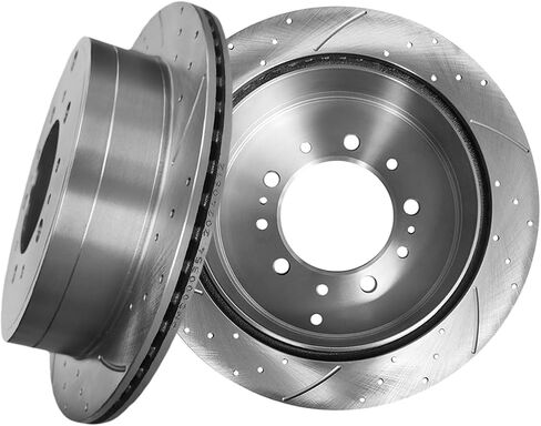 PM Auto Rear 345mm Drilled Slotted Brake Disc Rotors For 2008-2011 2013-2021 Lexus LX570 in Saudi Arabia