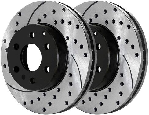 AutoShack Black Hat Drilled and Slotted Brake Rotors Rear Brake Rotor Replacement Kit for Buick Enclave Saturn Outlook 2009-2017 Chevrolet Traverse 2007-2016 GMC Acadia 2017 Acadia Limited PR65153LR in Kuwait