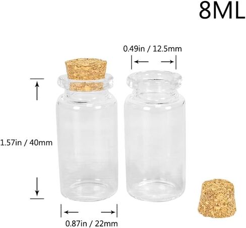 6 PCS 8ML زجاجات زجاجية واضحة مع سدادات Cork ، قوارير زجاجية صغيرة ، الجرار مع سدادات الفلين لصالح حفلات الزفاف ، وملحقات تخزين الفن ، حرفة DIY in Kuwait