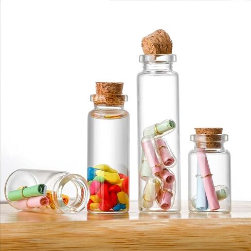 6 PCS 8ML زجاجات زجاجية واضحة مع سدادات Cork ، قوارير زجاجية صغيرة ، الجرار مع سدادات الفلين لصالح حفلات الزفاف ، وملحقات تخزين الفن ، حرفة DIY in Kuwait