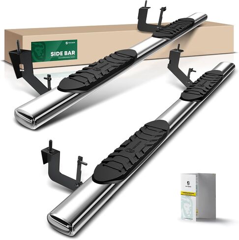 YHTAUTO 5 Inch Running Boards - Side Steps Fit Dodge Ram 1500, 2500, 3500 Crew Cab - Polished Chrome Stainless Steel in Saudi Arabia