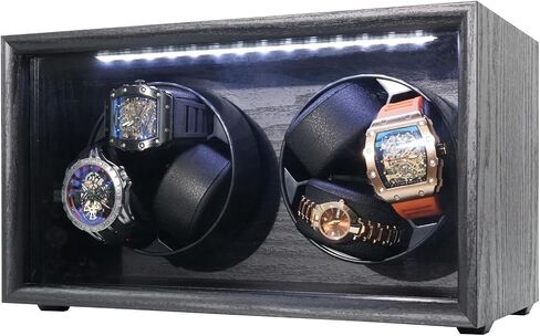 Watch Winder for 3 Automatic Watches, Automatic Watch Winder 4 Rotation Modes with Blue Light, USB Powered and Quiet Mabuchi Motor in Kuwait
