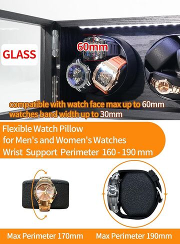 Watch Winder for 3 Automatic Watches, Automatic Watch Winder 4 Rotation Modes with Blue Light, USB Powered and Quiet Mabuchi Motor in Kuwait