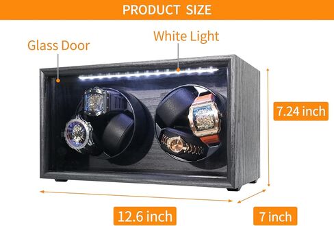 Watch Winder for 3 Automatic Watches, Automatic Watch Winder 4 Rotation Modes with Blue Light, USB Powered and Quiet Mabuchi Motor in Kuwait