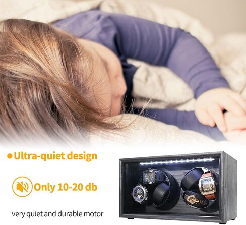 Watch Winder for 3 Automatic Watches, Automatic Watch Winder 4 Rotation Modes with Blue Light, USB Powered and Quiet Mabuchi Motor in Kuwait