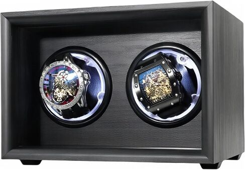 Watch Winder for 3 Automatic Watches, Automatic Watch Winder 4 Rotation Modes with Blue Light, USB Powered and Quiet Mabuchi Motor in Kuwait