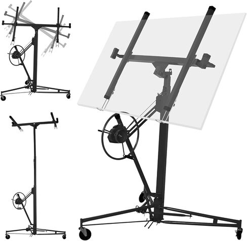 رفع دريوال رفع 11FT شيتروك رفع جاك رفع للسقف 360 درجة قابل للتعديل دريوال لوحة رافعة، 150 رطل الثقيلة رافع دريوال، رفع شيتروك قابلة للطي، رفع دريوال لتحسين المنزل in Kuwait